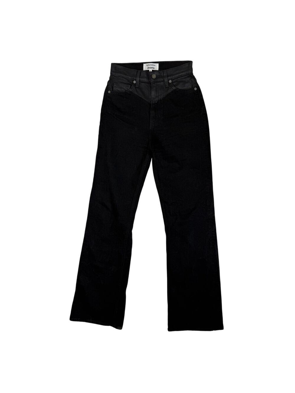 Reformation Montana Boho High Rise Wide Western Black Denim Jeans 25